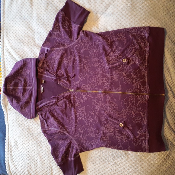 Eddie Bauer purple short sleeve full zip light cotton hoodie - Picture 2 of 4